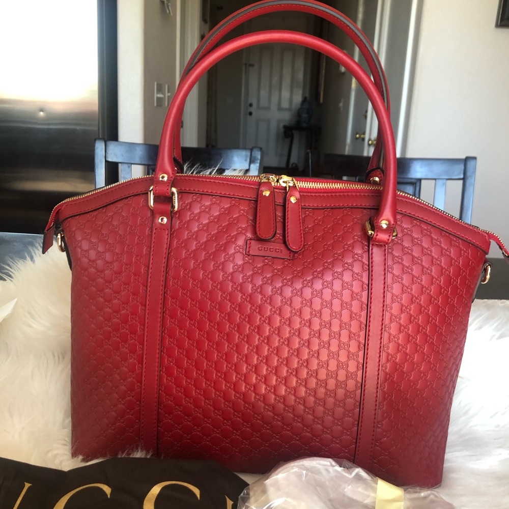 GUCCI Microguccissima Large Red Leather Satchel